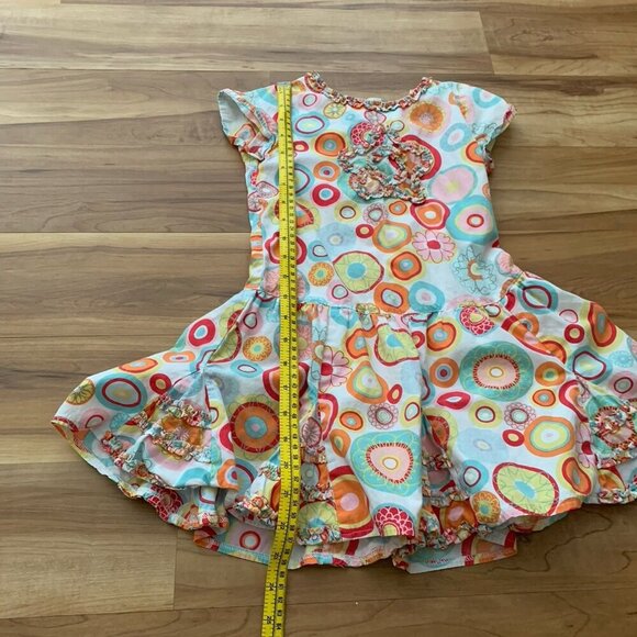 Deux Par Deux Girls Floral Geometric Dress Size 6 Short Sleeve Cotton - Picture 4 of 10